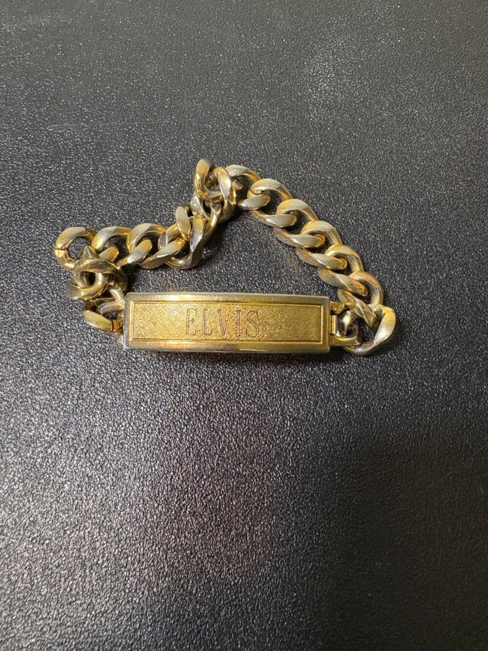 Vintage Gold Toned ELVIS Chain Bracelet
